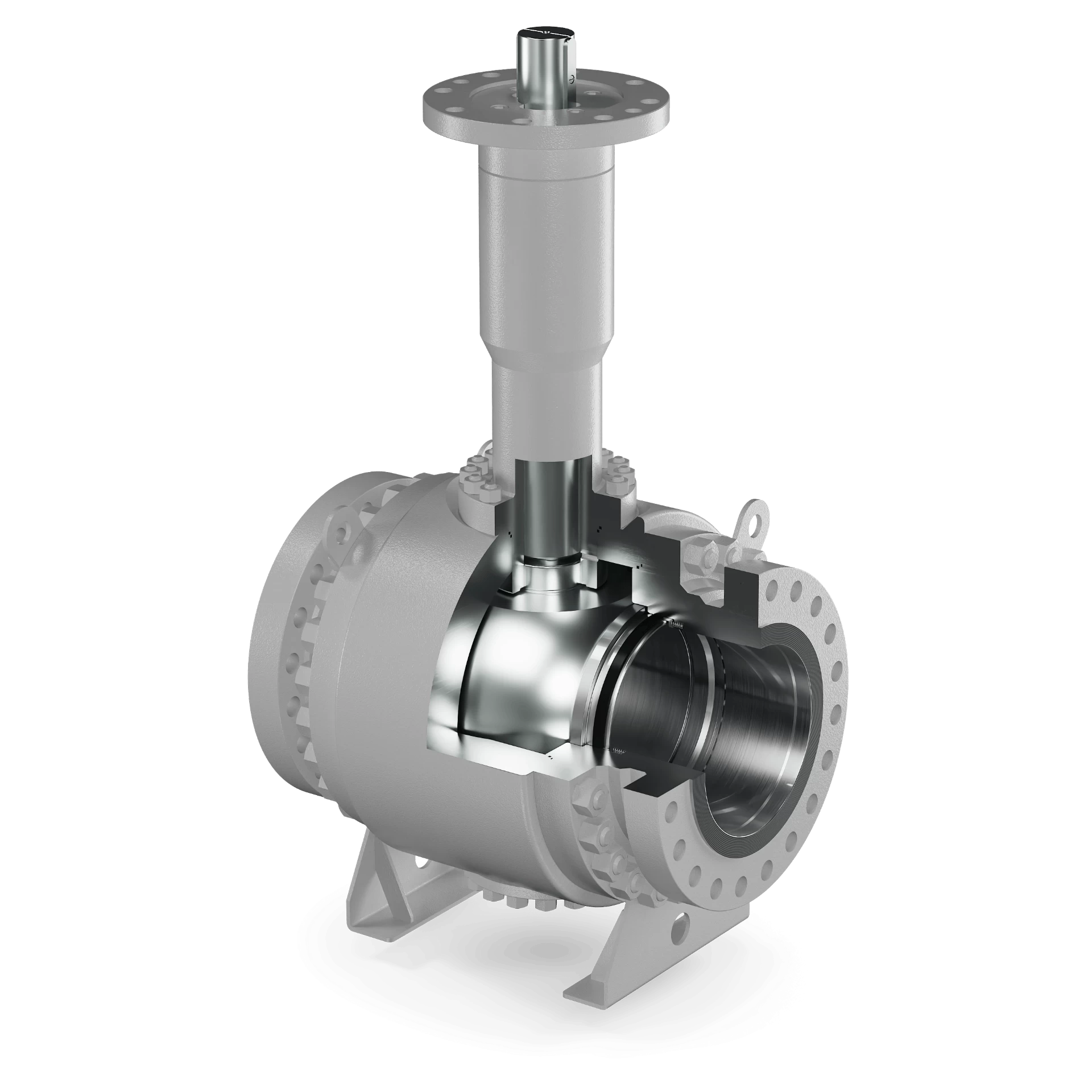 Technical section view of the Dafram high temperature ball valve for high-temperature industrial applications