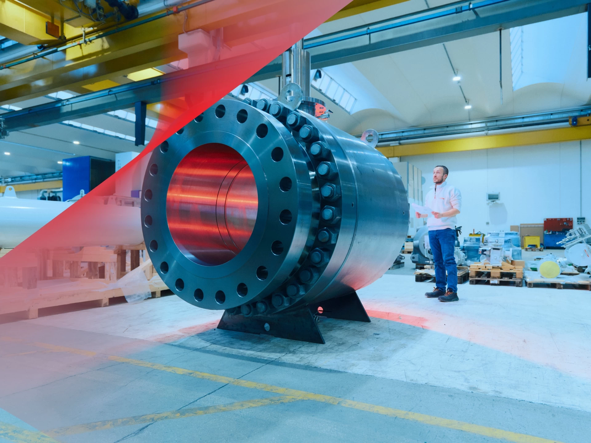 Large industrial valve in the workshop for flow control solutions and industrial valve automation